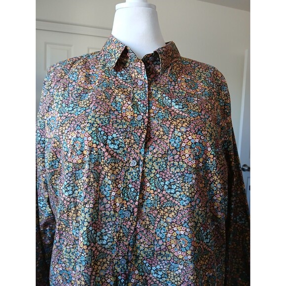J.Crew Liberty Fabrics Womens Blouse Shirt Size 20 Long Sleeve Button Floral - Picture 6 of 16